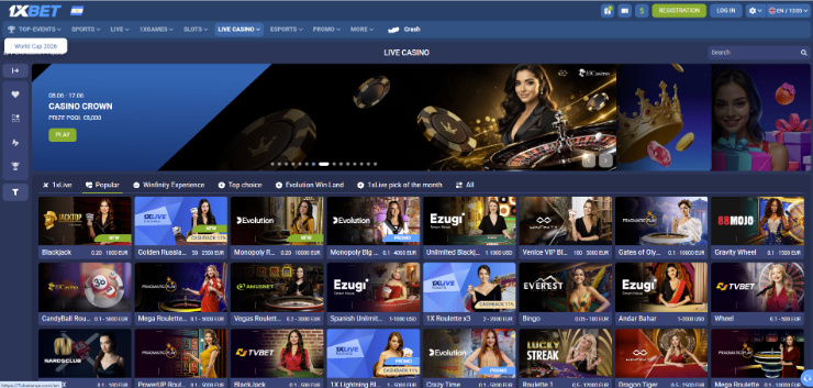1xBet - best online casino in India - homepage